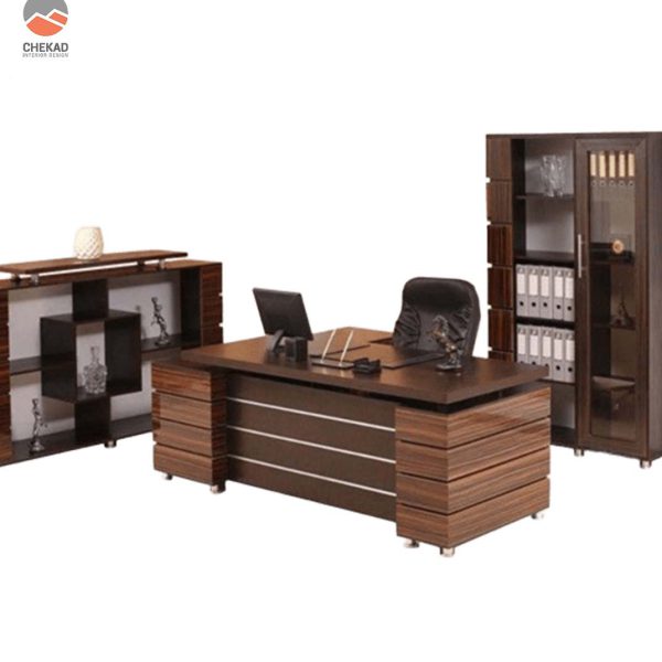 ست میز مدیریت و کتابخانه و ویترین پک Ch239